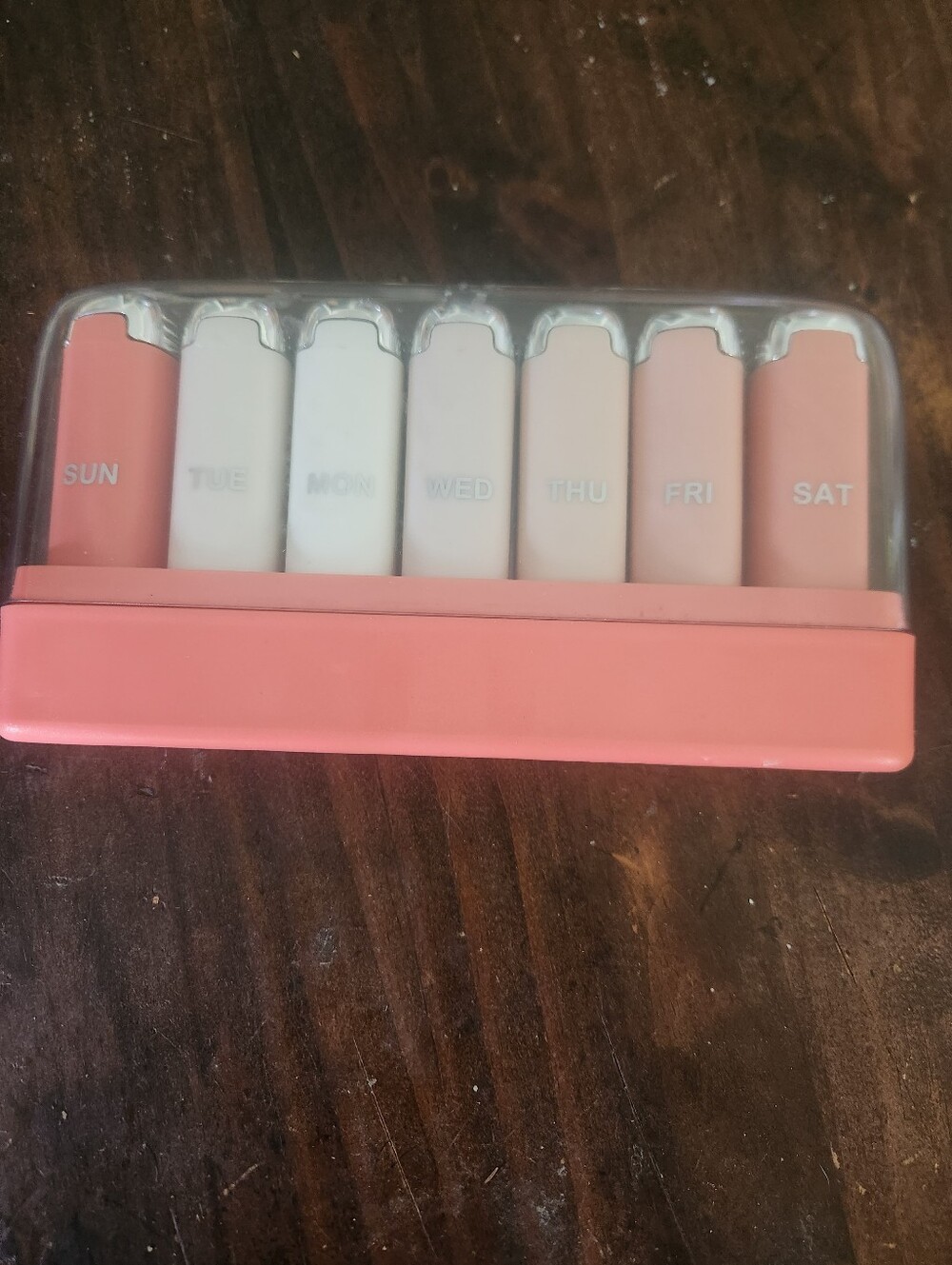 Daily 7-Day Pill Organizer - Pink and Cream Weekly Medicine Box